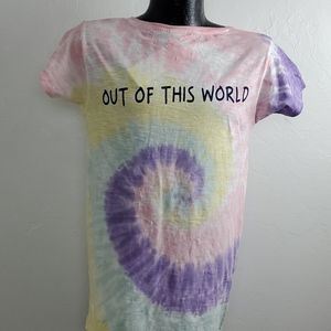 Tie Dye "Out of this World " graphic t-shirt top short sleeve women New